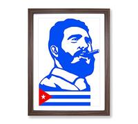 Fidel Castro No.2 Modern Framed Print | A4 Walnut Framed Wall Art | Ready to Hang | Modern Nature Picture | Living Room Bedroom Lounge Office