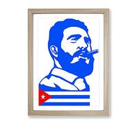 Fidel Castro No.2 Modern Framed Wall Art Print, Ready to Hang Picture for Living Room Bedroom Home Office Décor, Oak A2 (64 x 46 cm)
