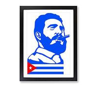 Fidel Castro No.2 Modern Framed Wall Art Print, Ready to Hang Picture for Living Room Bedroom Home Office Décor, Black A3 (34 x 46 cm)