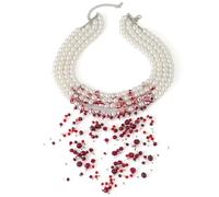 FIDFDID Bloody Pearl Necklace, Vampire Necklace, Bloody Pearl Necklace for Women, Halloween Costume Women, Blood Drop Tassel, Gothic Beads, Blood Drop Beads, one size, Plastic, Created Pearl