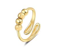 Fidget Anxiety Rings for Women Men, Adjustable Stress Spinner Ring with Rotatable Beads Fidget Ring Thumb Open Jewelry Gift for Birthday Christmas, Copper, No Gemstone