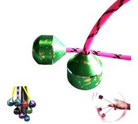 Fidget Beads, Worry Fidget Beads Spin & Bump for Stress Relief and Finger Dexterity Practice, Finger Yo-Yo Made of Aluminum Alloy with Rope for Men Women Teens Young Skill Players (Green+Gold)
