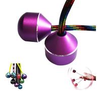 Fidget Beads, Worry Fidget Beads Spin & Bump for Stress Relief and Finger Dexterity Practice, Finger Yo-Yo Made of Aluminum Alloy with Rope for Men Women Teens Young Skill Players (Purple)