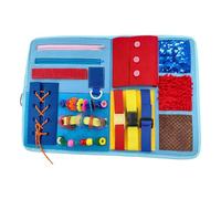 Fidget Blanket, Portable Sensory Toy, Fidget Blanket with Tactile Buttons, Sensory Activity Blankets with Zippers and Pockets, Stress Relief Blankets and Textured Patches Use 49×31cm