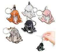 Fidget Cat Keychain, 3D Interactive Mischief Cat Keychain, Rotating Eggs Toy Design, Hilarious Gift for Cats Lovers (5Pcs-C)