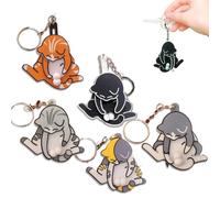 Fidget Cat Keychain, 3D Interactive Mischief Cat Keychain, Rotating Eggs Toy Design, Hilarious Gift for Cats Lovers (5Pcs-A)