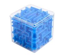Fidget Cube Transparent 3D Moving Bead Three-dimensional Maze 720-degree Rotating Track Development Intellectual Puzzle Decompression Cubes Toy (Blue)