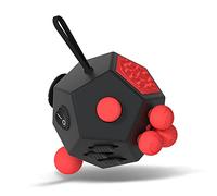 Fidget Dodecagon -12 Side Fidget Toy Cube Relieves Stress and Anxiety Anti Depression Cube for Children and Adults Easter Basket Stuffers Gift Idea (A4 Black red)