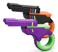 Fidget Gun Slider Toy for Kid Adult, Fidget Ring Push Clicker Gun for Stress Relief Relax EDC, Textured Finger Spinner Flip Sensory Toy, Cool Birthday for Boy Girl Man