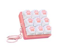Fidget Keyboard Keychain With Pink Cat Paw Pattern, 6x6cm Keyboard Fidget Keychain 9 Keys, Funny Stress Relief Clicker Fidgets Keychains, For Office School Home decompressions Pass The Time