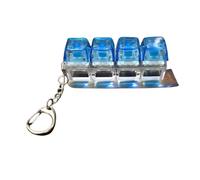Fidget Keychain Mechanical Keyboard Decompression Device, 4 Shape-Shifting Buttons for Portable Anxiety Relief, Stress and Focus Aid for Students, Office Workers, and Adults (Transparent blue)