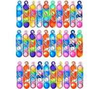 Fidget Keyring, 30 Pcs, Mini Pop Keychain Bulk Toys, Pop Keyring, Strip Squeeze Toys with Keyring, Silicone Stress Relief Sensory Toy, Stress Anxiety Relief Toys, Party Bag Fillers for Kids