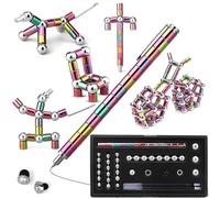 Fidget Pen Toy, Deformable Magnetic Toys, Stress Relief Improve Focus Tool for Adults Teacher, Unique Metal Gadget for Office, 3d Writing Pen Birthday Gift Stocking Stuffer (with Gift Box)
