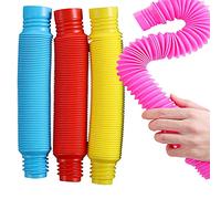 Fidget Pop Tube Toys for Kids and Adults, 4 X-large Pop Multi-Color Tubes Sensory Toy (multicoloured)
