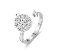 Fidget Ring for Women - Anxiety Relief Stress Anxiety Ring with Shiny Cubic Zirconias, Adjustable Fidget Rings for Anxiety Women, Open Reliever Spinner Ring | Anxiety Rings for Women Girls, Silver