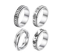 Fidget Ring Set - Titanium Steel Modern Stylish,Couples Ring Toy Spinner,for Party Gathering Cosplay Masquerade Adults Men Boys Girls Teens Girlfriend