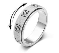 Fidget Ring Toys for Adults Anxiety: Stainless Steel Spinner Thumb Rings for Women Men Cute Dollar Symbol 5 Colors: Gold Silver Black Rose Gold Rainbow Size 5 6 7 8 9 10 11 (Silver Dollar, 10)