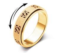 Fidget Ring Toys for Adults Anxiety: Stainless Steel Spinner Thumb Rings for Women Men Cute Dollar Symbol 5 Colors: Gold Silver Black Rose Gold Rainbow Size 5 6 7 8 9 10 11 (Gold Dollar, 7)