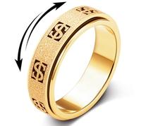 Fidget Ring Toys for Adults Anxiety: Stainless Steel Spinner Thumb Rings for Women Men Cute Dollar Symbol 5 Colors: Gold Silver Black Rose Gold Rainbow Size 5 6 7 8 9 10 11 (Gold Dollar, 6)