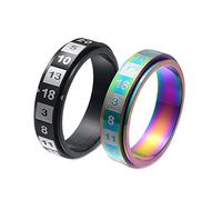 Fidget Rings for Anxiety for Men, 6MM Numbers Rotatable Anti Stress Fidget Spinner Ring, Colorful/Black Size 6-11, no zircon