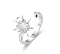 Fidget Rings for Anxiety Women Men - Anxiety Ring Relief Stress Open Size with Sun Charm for Teens Girls | Calms Reliever Spinner Stress Relief Gifts for Daughter Friends Birthday Christmas, Silver