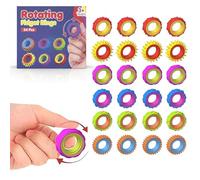 Fidget Sensory Rings - 24 Pack Textured Finger Spinner Rings - Calming Fidget Toys for Autism, ADHD, Anxiety Relief - Quiet Classroom & Office Stress Toys for Adults & Children (24 Pcs)
