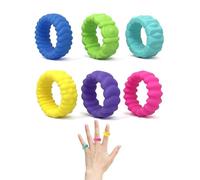 Fidget Sensory Rings 6 PCS, Silent Fidget Toys for Kids Adults Anxiety Relief, Stretchy Finger Rings for Autism ADHD Focus, Portable Calming Sensory Toys for Classroom School Office Travel