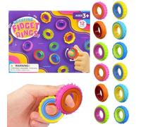 Fidget Sensory Rings for Autism & ADHD, Sensory Toys - Stress Relief Finger Toys, Non-Toxic Durable, Suitable for Classroom & Office Use 12-Pack (6 pcs)