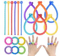 Fidget Sensory Rings,Sensory Fidget Toys Set for Autism & ADHD,12pcs Sensory Toys for Calming,Stretchy Fidget Rings and Bracelet,Anxiety Stress Relief Sensory Toys for Kids and Adults