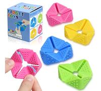 Fidget Sensory Toys for Kids, 4 Pack Quiet Silicone Sensory Flip Cubes with Textured Sides, Durable Desk Fidget Toys for Classroom, Calm Corner, Home, Travel, Party Bag Fillers, Ages 3+