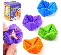 Fidget Sensory Toys for Kids: Quiet Silicone Sensory Flip Cube with Textures - Calming Toys for Autism Kids Stress Reduce - ADHD Fidget Toys for Classroom Focus