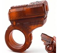 Fidget Slider Gun Toy Finger Clicker Roller Ring Block for Adults Kids, Portable Focus Gadget Gift, Textured Brown/Plastic