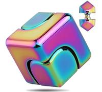 Fidget Spinner Cube Fidget Toy for Kid Adult, 2-in-1 Anodised Metal Hand Spinner Fidget Block Gyro for Stress Relief, Cool EDC Spinning Top Desk Toy for Birthday Gift Classroom Prize