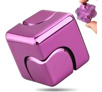 Fidget Spinner Cube Magnetic Fidget Toy for Kid Adult, 2-in-1 Anodised Metal Hand Spinner Fidget Block Gyro for Stress Relief, Cool EDC Spinning Desk Toy for Birthday Girl Women