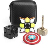 Fidget Spinner Cube Pack Superhero Hammer Spinner Magic Infinity Cube, Fidget Small Cool Gadget Stress Anxiety Relief Finger Spinner Toy Birthday Gift for Boy Girl Kid Adult (4 Pack)