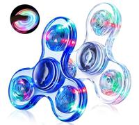 Fidget Spinner for Kids 2 Pack, Light up Sensory Fidget Toys Adults Kids 4-8-12 with Autism ADHD, Anxiety Toys Stress Relief Teen Boy Gifts, Glow in The Dark Party Favors Fidgets Classroom Prizes