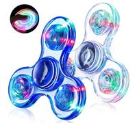 Fidget Spinner for Kids 2 Pack, Light up Sensory Fidget Toys Adults Kids 4-8-12 with Autism ADHD, Anxiety Toys Stress Relief Teen Boy Gifts, in The Dark Party Favors Fidgets Classroom Prizes(White+blu
