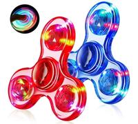 Fidget Spinner for Kids 2 Pack, Light up Sensory Fidget Toys Adults Kids 4-8-12 with Autism ADHD, Anxiety Toys Stress Relief Teen Boy Gifts, in The Dark Party Favors Fidgets Classroom Prizes(Red+blue)