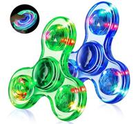 Fidget Spinner for Kids 2 Pack, Light up Sensory Fidget Toys Adults Kids 4-8-12 with Autism ADHD, Anxiety Toys Stress Relief Teen Boy Gifts, in The Dark Party Favors Fidgets Classroom Prizes(Blue+gree