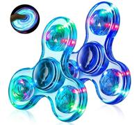 Fidget Spinner for Kids 2 Pack, Light up Sensory Fidget Toys Adults Kids 4-8-12 with Autism ADHD, Anxiety Toys Stress Relief Teen Boy Gifts, in The Dark Party Favors Fidgets Classroom Prizes(Sky Blue+
