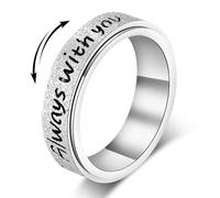 Fidget Spinner Ring for Women - Always With You Mother's Day for Mom Rotating Elegant Stainless Steel Anxiety Relief Jewelry, Birthday Chrismas for Daughter Granddaughter Mom Wife Sister Friends, 6 UK