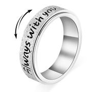 Fidget Spinner Ring for Women - Always With You Mother's Day for Mom Rotating Elegant Stainless Steel Anxiety Relief Jewelry, Birthday Chrismas for Daughter Granddaughter Mom Wife Sister Friends, 5 UK