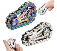 Fidget Sprocket Chain Spinner, 2PCS Assemble Fidget Spinner Ring Gear Toys for Kids Adults, Metal Sprocket Gear Fidgeting Sensory Bike Chain, EDC Stress Relief Hand Roller Kinetic Desk Office Gift