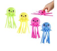 Fidget Squeezable Water Ball - Jellyfish Shape Balloon, Pool Toys Balls with SoftTexture, Splash Balls with Soft Tentacles, 4pcs Vibrant Multi-Color Set, Sensory Outdoor Water Toy for Beach Party