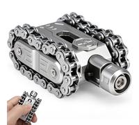 Fidget Tank Roller Slider for Kids Adults, Metal Chain Fidget Toy with Tactile Feedback & Clicking Sounds, Cool Desk Decor for Office Home, Silvery