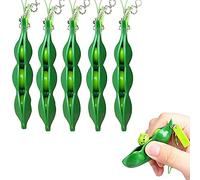 Fidget Toy Bean,5 Pack Squeeze Soybean Keychain Kids and Adluts Squishy Pea Toys Squeeze-a-Bean for Reducing Anxiety and Stress