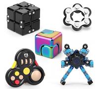 Fidget Toy Pack Fidget Pad Controller Robot Spinner Infinity Cube, Metal Finger Hand Spinners Sensory Toy Cool Gadget Reduce Stress Birthday Gift Party Favor