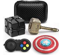 Fidget Toy Pack Hammer Fidget Spinner Fidget Pad Controller Infinity Cube for Kids Adults, Metal Finger Hand Spinners Sensory Toys Stress Anxiety Relief Birthday Gift (4 Pack)