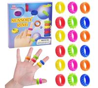 Fidget Toy Sensory Rings, 24 Pack Finger Spinner Rings Silent Fidget Toys for Kids Adults Anxiety Relief Toy Sensory Finger Ring Stress Relief Toys for Classroom Focus Help, Quiet Finger Therapy