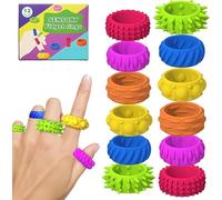 Fidget Toy Sensory Rings Adults - 12PCS Silent Fidget Toys for Anxiety Relief & Autism - Sensory Rings for Classroom Focus - Flexible Silicone Fidget Rings for Adults ADHD Classroom